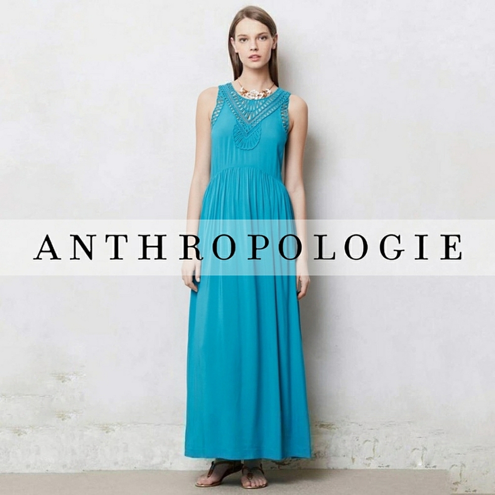 Anthropologie | Macrame Day Dress | Turquoise Blue | Small